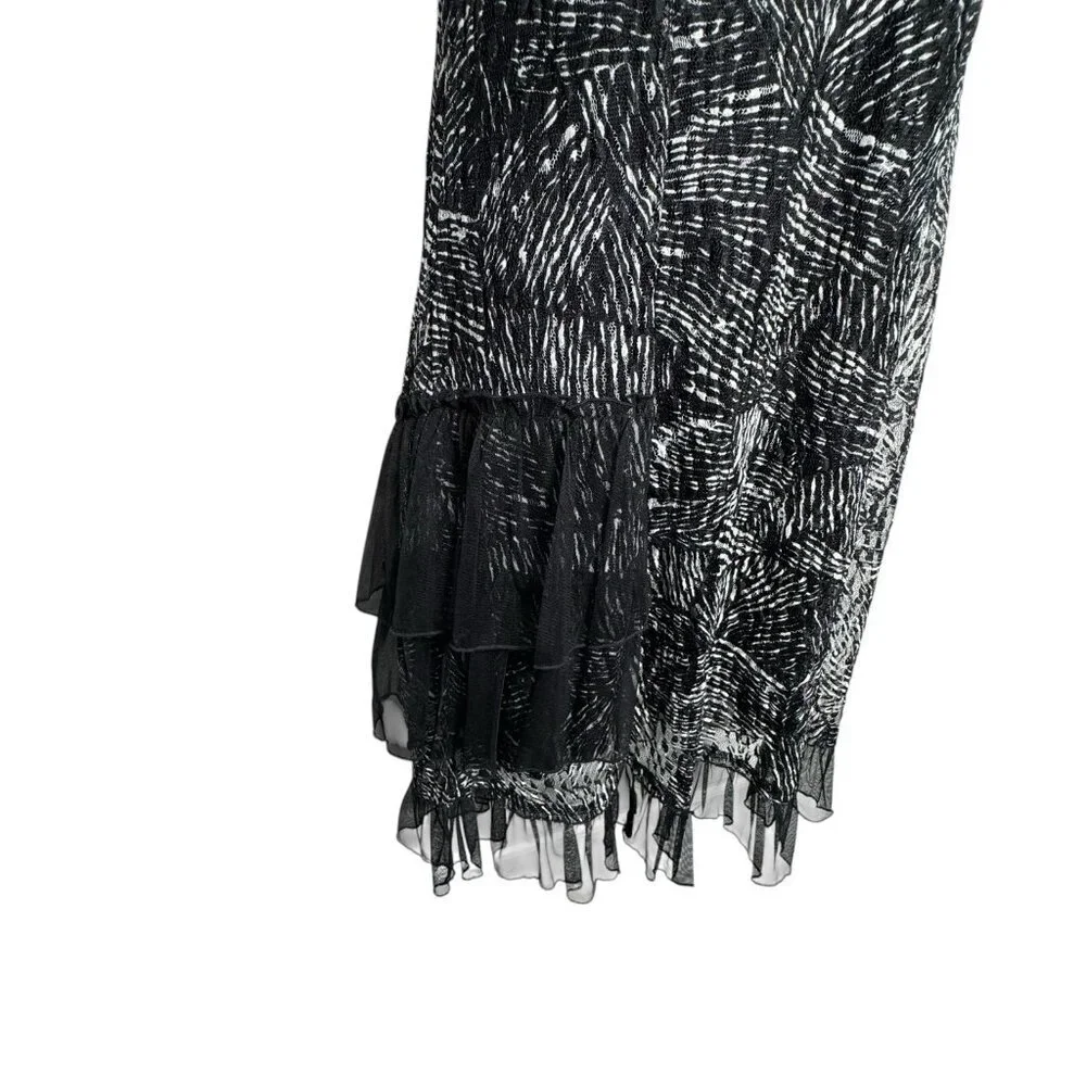 Tango Mango womens size Medium Black & White sleeveless Dress Artsy nylon mesh - Picture 3 of 8